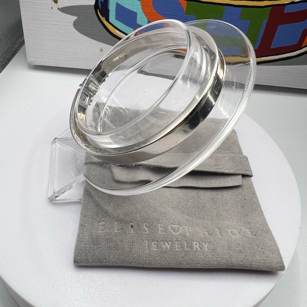 Elise Paige Skinny Charm Bangle - Silver - Size Large